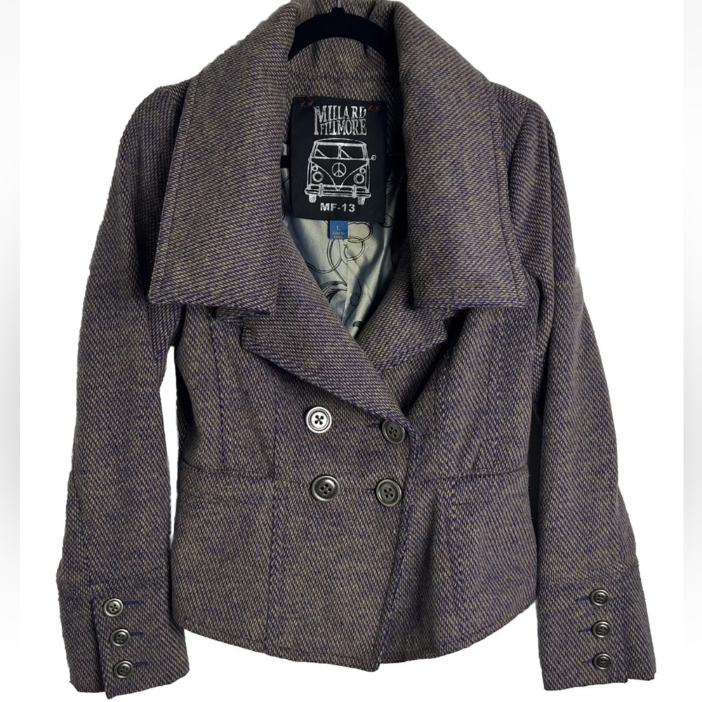 Millard Fillmore MF-13 Anthropologie Double Breasted Pea Coat Wool Blend Large